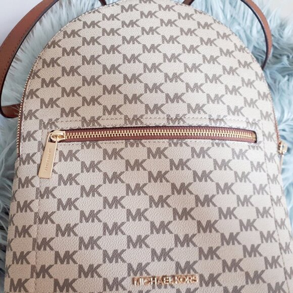NWT MICHAEL Michael Kors brown & cream convertible backpack handbag - Picture 7 of 9